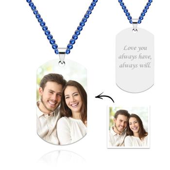 Collier Avec Étiquette Photo Pour Homme Avec Chaîne De Tennis Gravée, Cadeaux Pour Lui - votrecollierprenomfr
