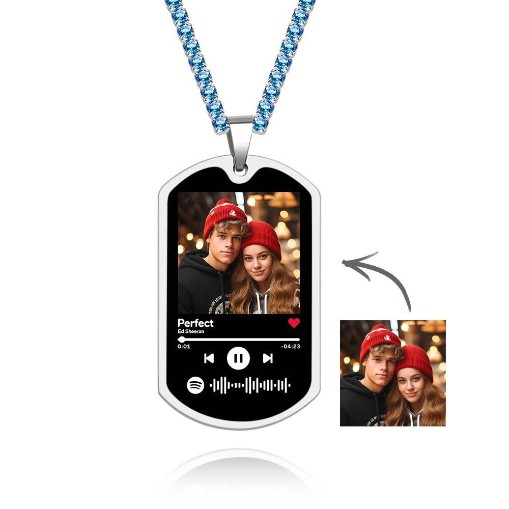 Collier De Code Spotify Personnalisé Scannable, Chaîne De Tennis, Cadeaux Commémoratifs Pour Lui - votrecollierprenomfr