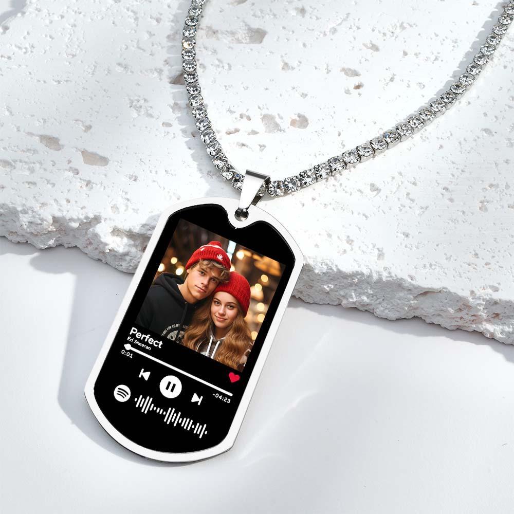 Collier De Code Spotify Personnalisé Scannable, Chaîne De Tennis, Cadeaux Commémoratifs Pour Lui - votrecollierprenomfr