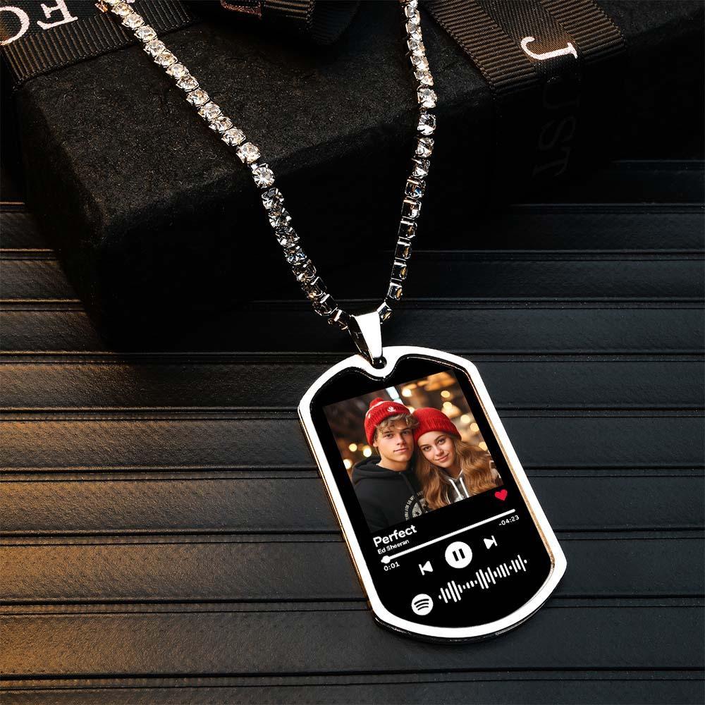 Collier De Code Spotify Personnalisé Scannable, Chaîne De Tennis, Cadeaux Commémoratifs Pour Lui - votrecollierprenomfr