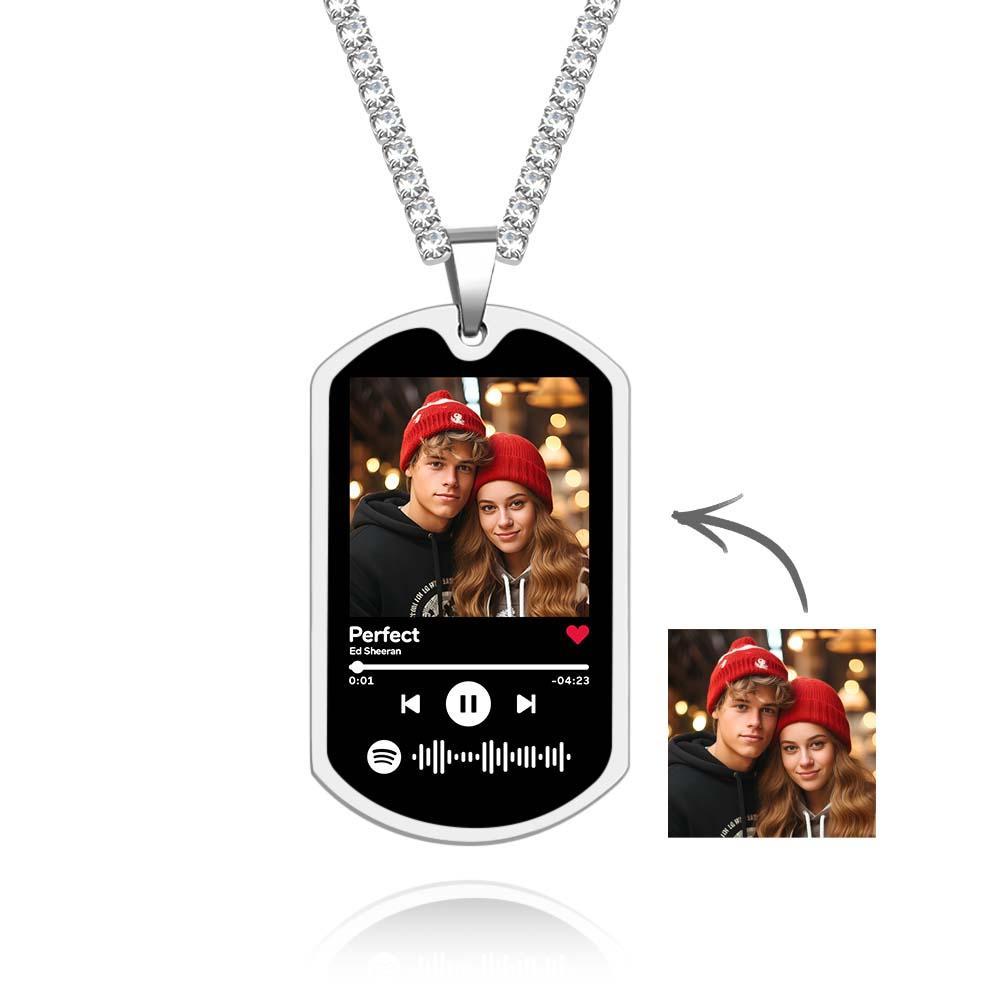 Collier De Code Spotify Personnalisé Scannable, Chaîne De Tennis, Cadeaux Commémoratifs Pour Lui - votrecollierprenomfr