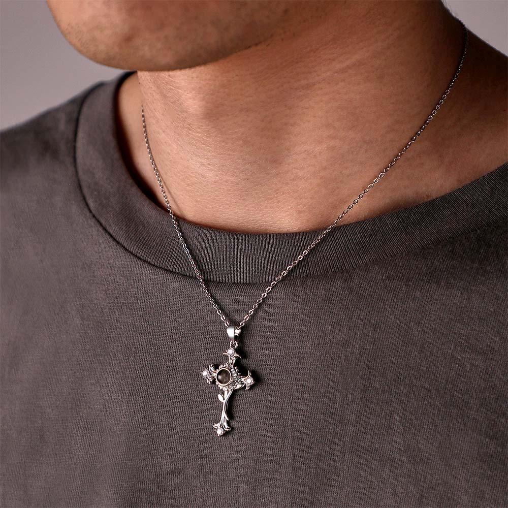 Collier De Projection De Photo Personnalisé, Croix De Tournesol, Cadeau Créatif - votrecollierprenomfr