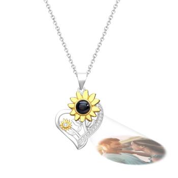 Collier De Projection Personnalisé, Vous Êtes Mon Cadeau De Couple Tournesol Tournesol - votrecollierprenomfr