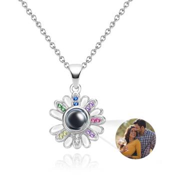 Collier De Projection Personnalisé Marguerite Colorée, Beau Cadeau - votrecollierprenomfr