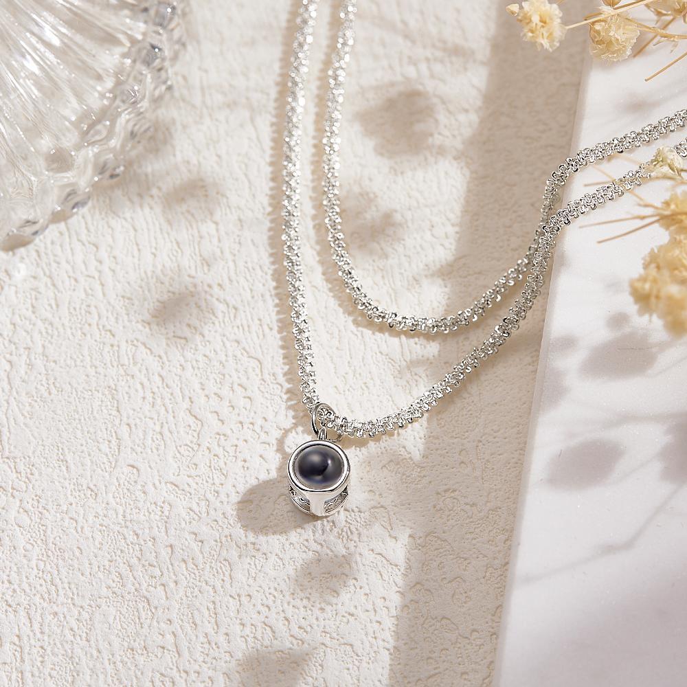 Collier De Projection Personnalisé, Chaîne De Chou-fleur Double Couche, Beau Cadeau - votrecollierprenomfr