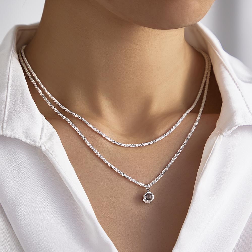 Collier De Projection Personnalisé, Chaîne De Chou-fleur Double Couche, Beau Cadeau - votrecollierprenomfr