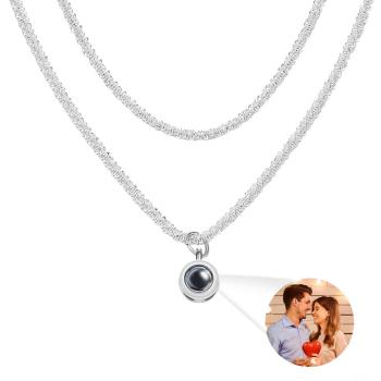 Collier De Projection Personnalisé, Chaîne De Chou-fleur Double Couche, Beau Cadeau - votrecollierprenomfr
