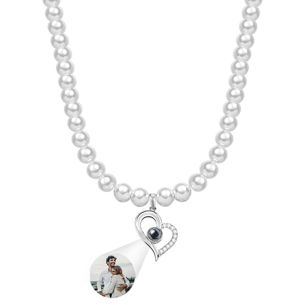 Collier De Projection Personnalisé Diamant Coeur Perle Cadeau Pour Elle - votrecollierprenomfr