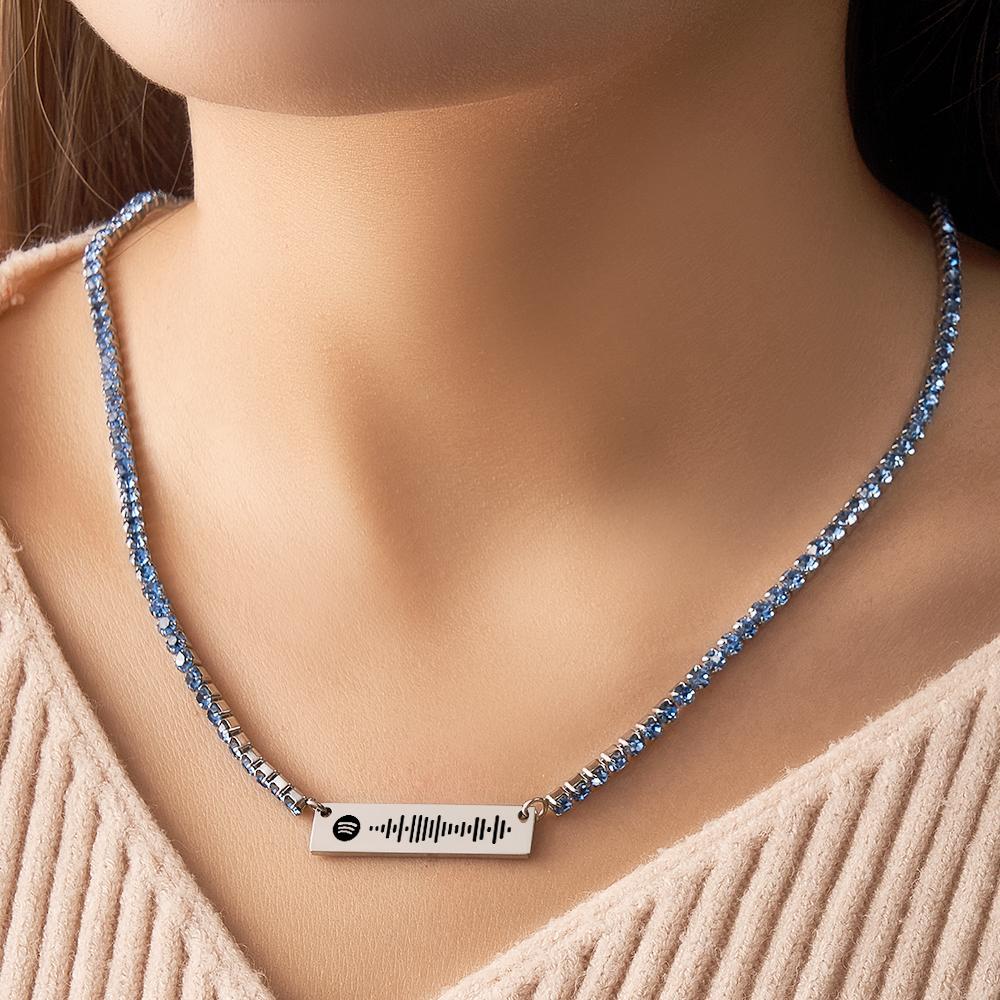 Collier À Code Spotify Scannable, Chaîne De Tennis, Cadeau À La Mode - votrecollierprenomfr