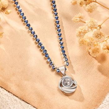 Collier De Projection Personnalisé, Chaîne De Tennis Rose Romantique, Cadeau De Couple - votrecollierprenomfr
