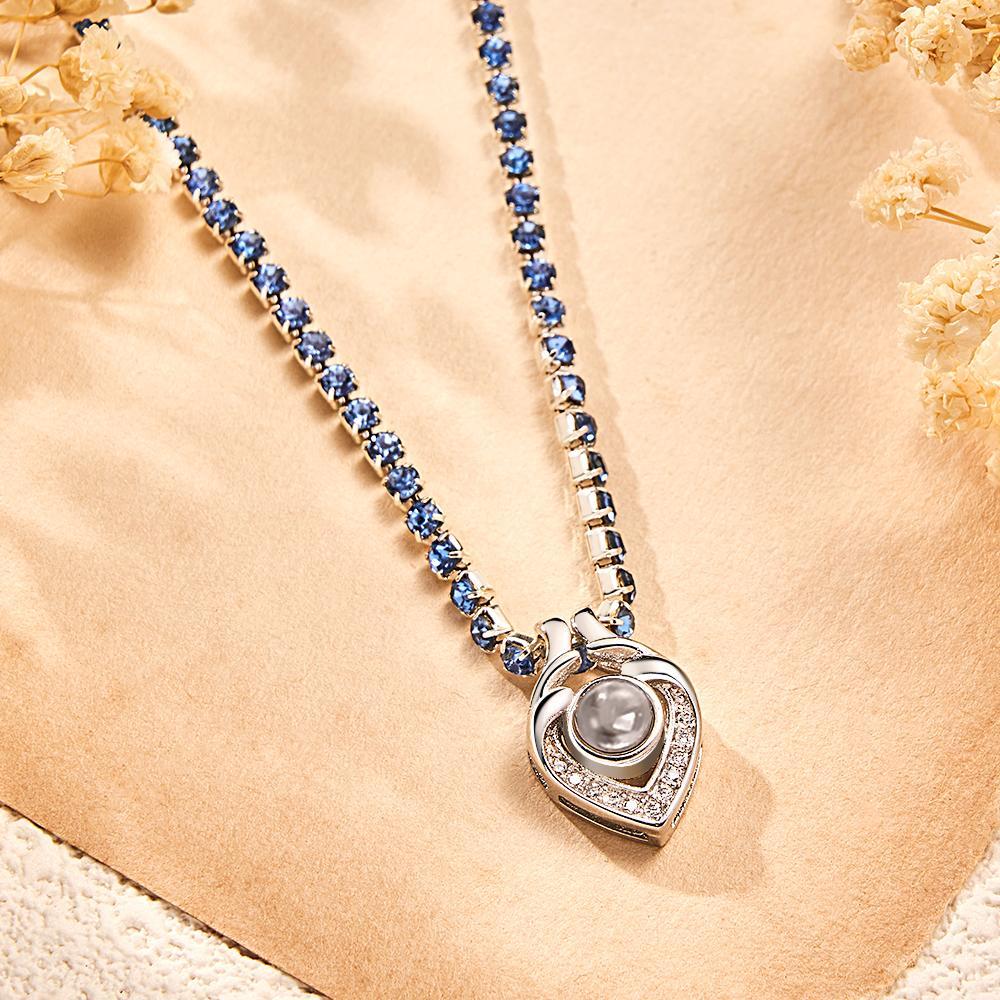 Collier De Projection De Photo Personnalisé, Chaîne De Tennis En Forme De Cœur, Cadeau Créatif - votrecollierprenomfr
