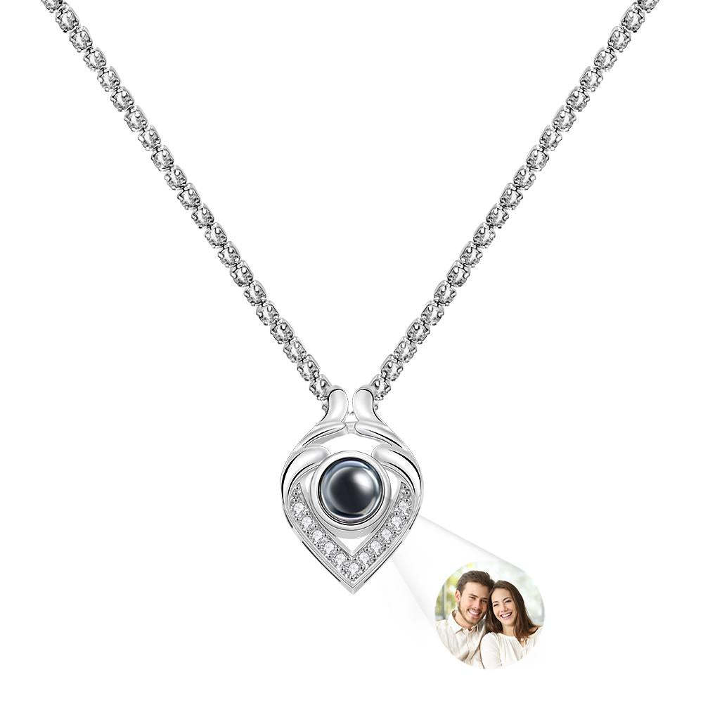 Collier De Projection De Photo Personnalisé, Chaîne De Tennis En Forme De Cœur, Cadeau Créatif - votrecollierprenomfr