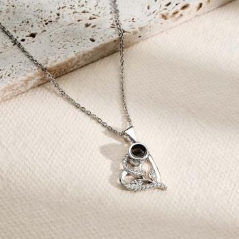 Collier De Projection Personnalisé Feuille Coeur Cadeau Pour Elle - votrecollierprenomfr