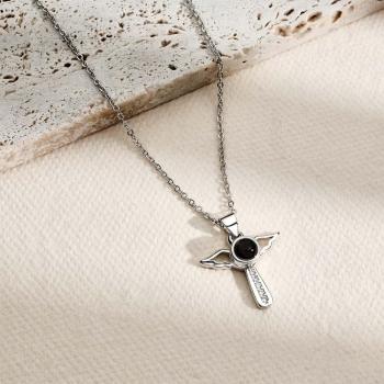 Collier De Projection Personnalisé Ailes D'ange Cadeau Romantique Pour Elle - votrecollierprenomfr
