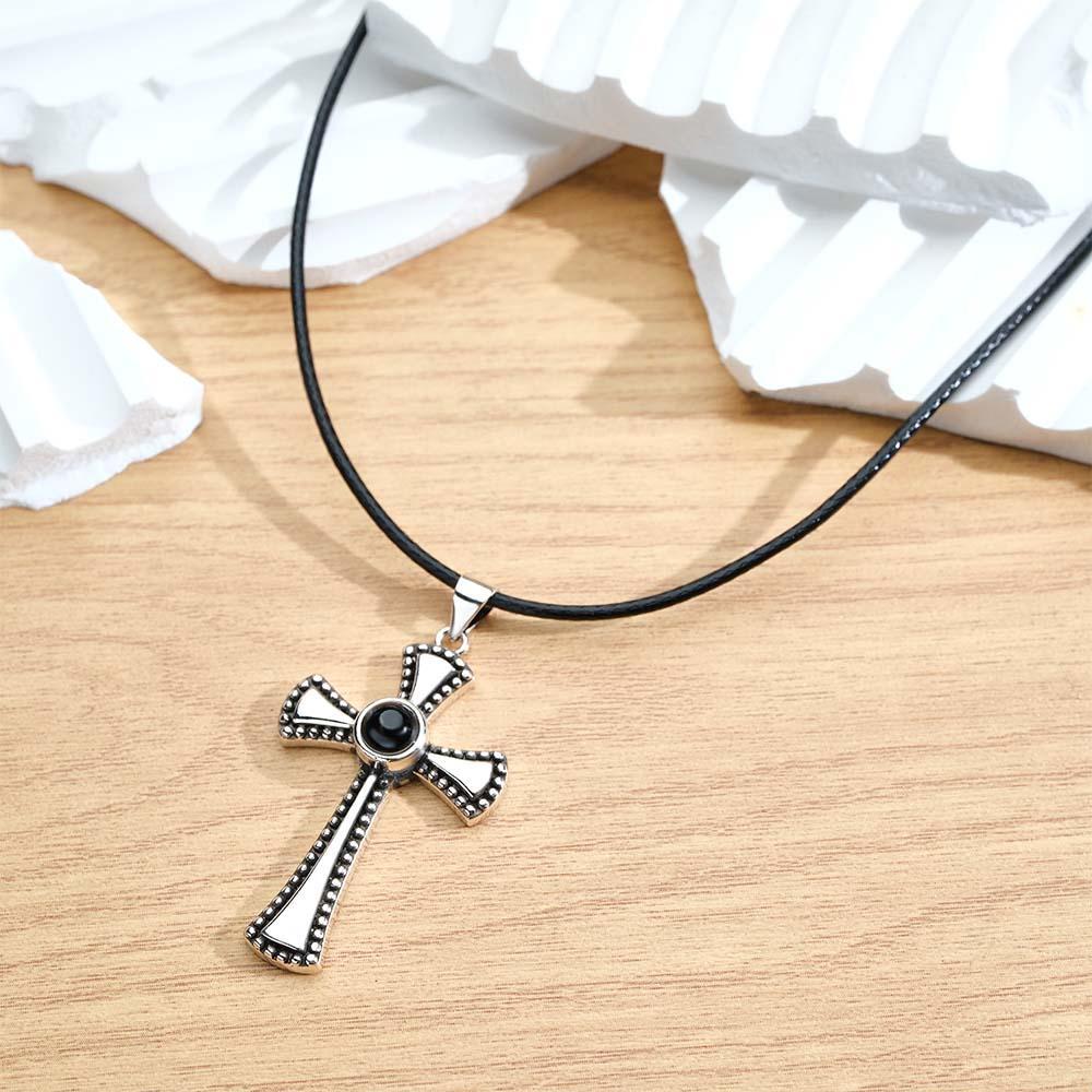 Collier De Projection Personnalisé Croix Vintage Cadeau Pour Hommes - votrecollierprenomfr