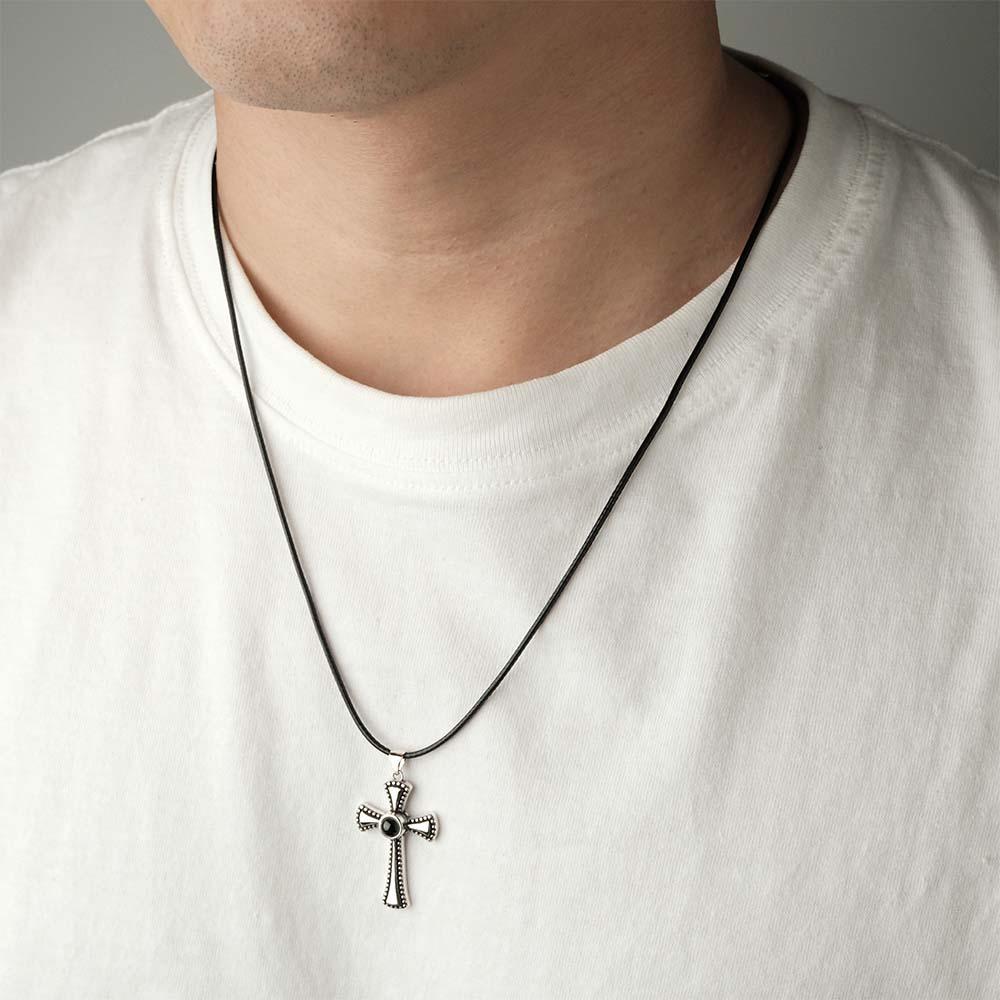 Collier De Projection Personnalisé Croix Vintage Cadeau Pour Hommes - votrecollierprenomfr