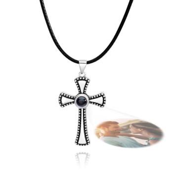 Collier De Projection Personnalisé Croix Vintage Cadeau Pour Hommes - votrecollierprenomfr