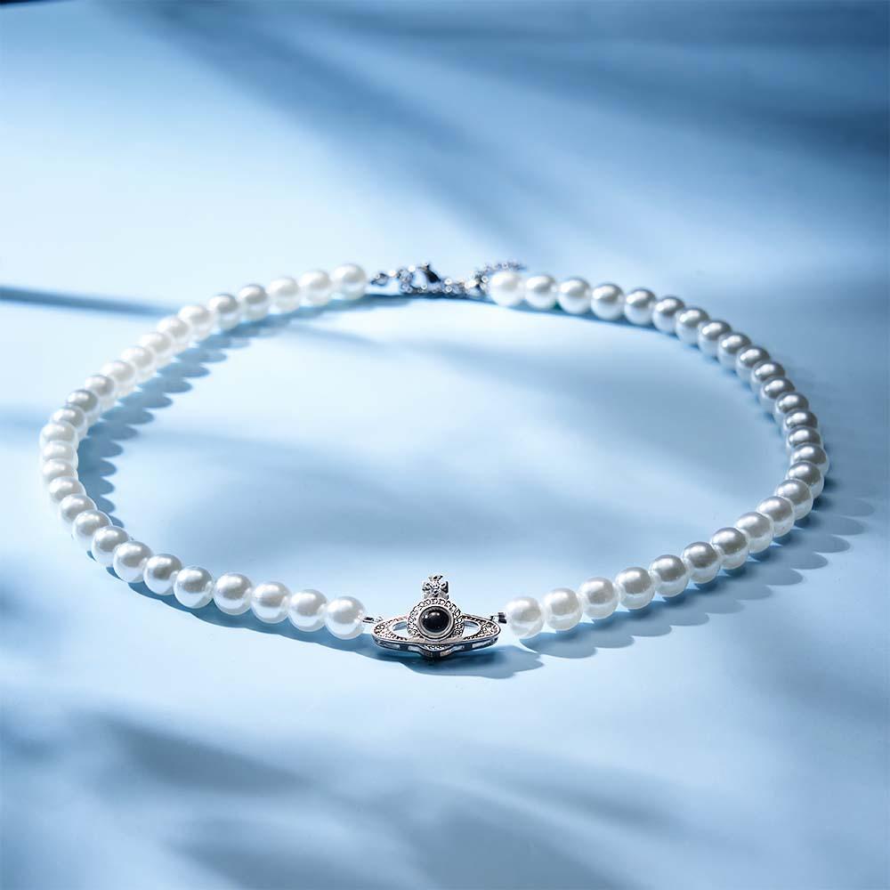 Collier De Projection Personnalisé, Chaîne De Perles Planète, Cadeau À La Mode - votrecollierprenomfr