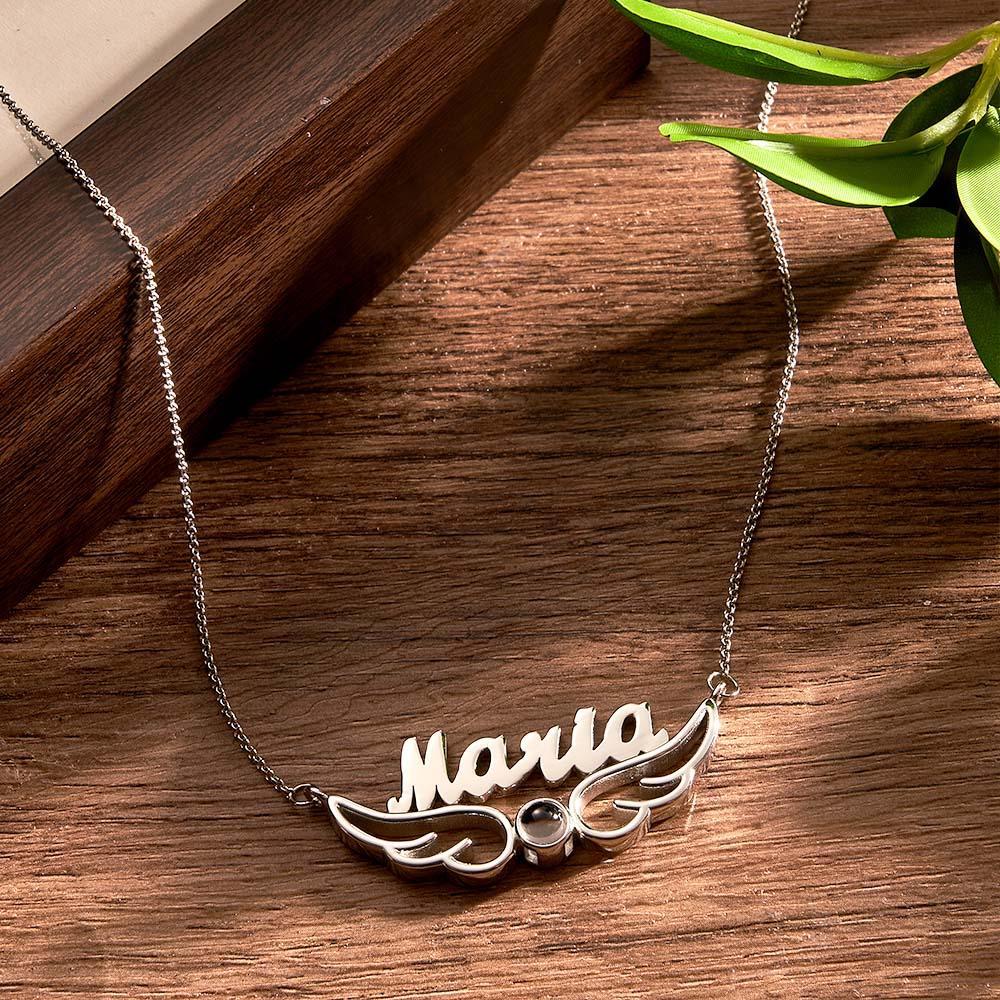 Collier De Projection De Nom Personnalisé, Cadeau De Style Ailes D'ange - votrecollierprenomfr