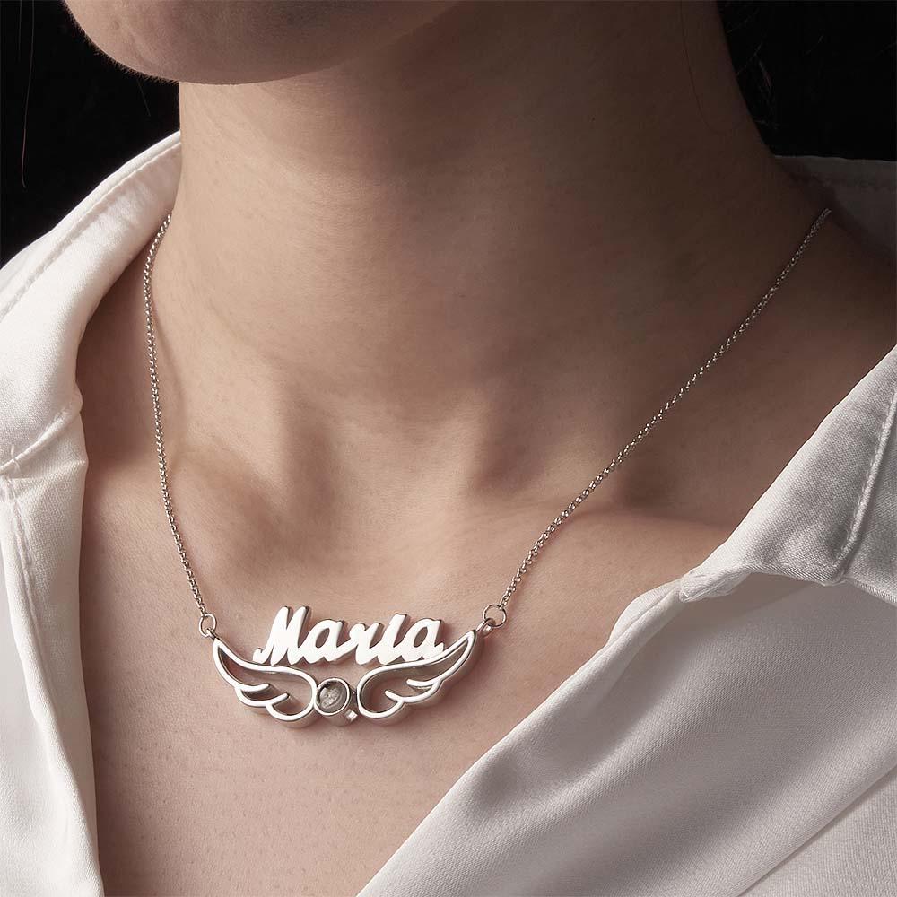 Collier De Projection De Nom Personnalisé, Cadeau De Style Ailes D'ange - votrecollierprenomfr