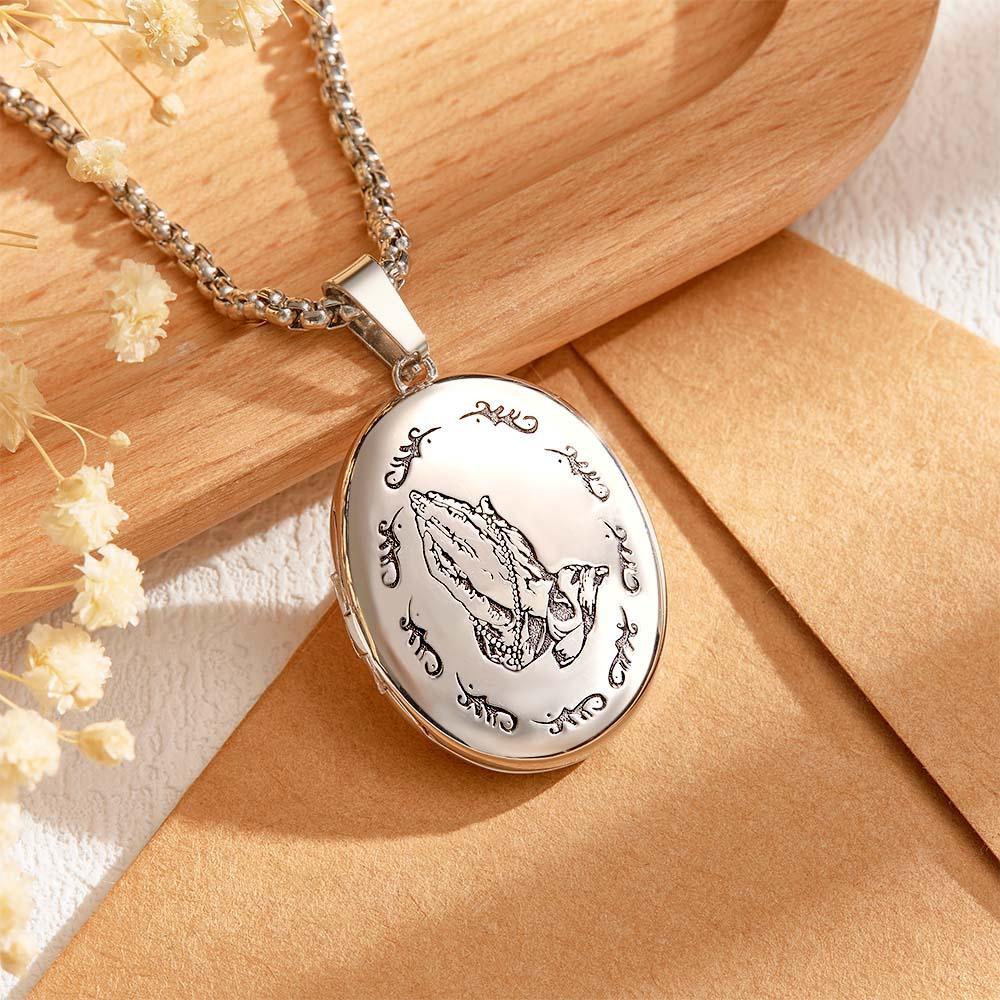 Collier Médaillon Photo Personnalisé, Amulette De Prière Gravable, Bijoux Pour Hommes Et Femmes - votrecollierprenomfr