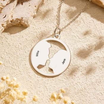 Collier Silhouette Photo Personnalisé Pour Couple Avec Noms Personnalisés - votrecollierprenomfr