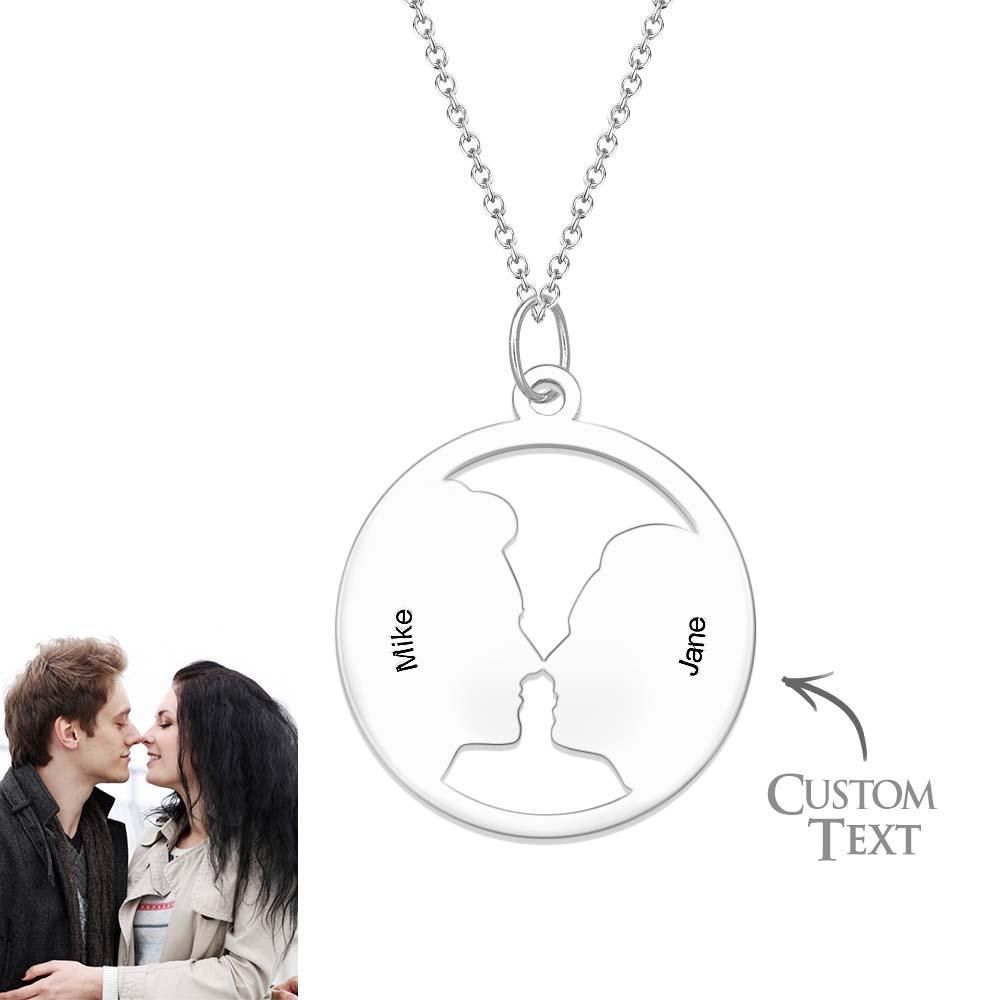 Collier Silhouette Photo Personnalisé Pour Couple Avec Noms Personnalisés - votrecollierprenomfr