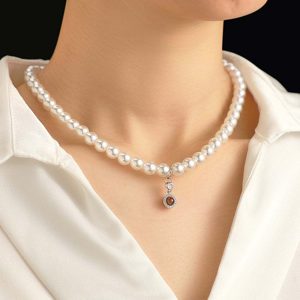 Collier De Projection Personnalisé, Cadeau Romantique De Balançoire De Perles - votrecollierprenomfr