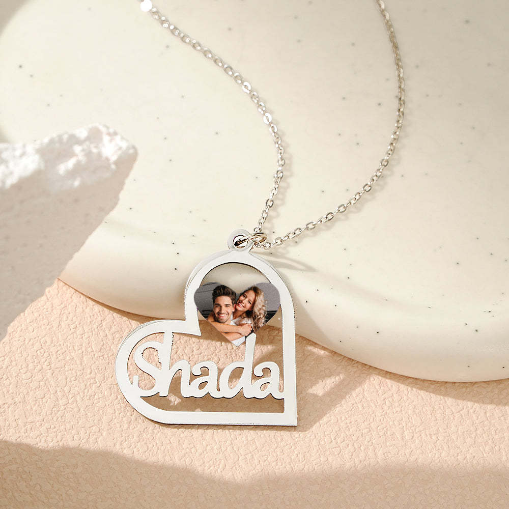 Collier Photo Prénom Personnalisé En Forme De Coeur - votrecollierprenomfr
