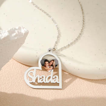 Collier Photo Prénom Personnalisé En Forme De Coeur - votrecollierprenomfr