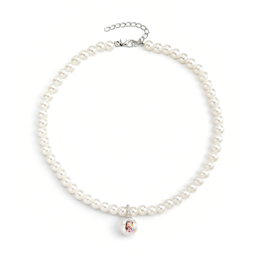Collier De Perles Personnalisé Avec Photo Et Portrait. Chaîne De Perles Ajustable. Pendentif En Perles Naturelles. Bijou Cadeau. - votrecollierprenomfr