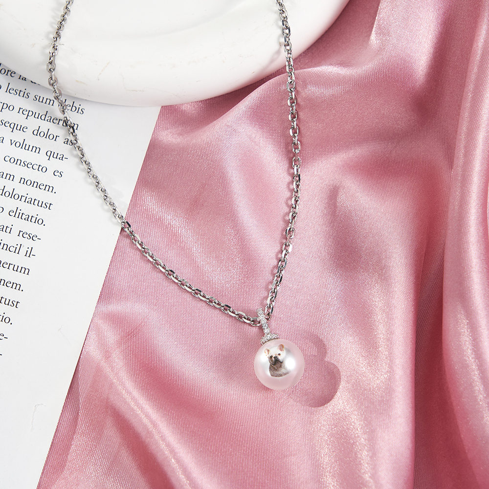 Collier De Perles Personnalisé Avec Photo Et Portrait. Chaîne De Perles Ajustable. Pendentif En Perles Naturelles. Bijou Cadeau. - votrecollierprenomfr