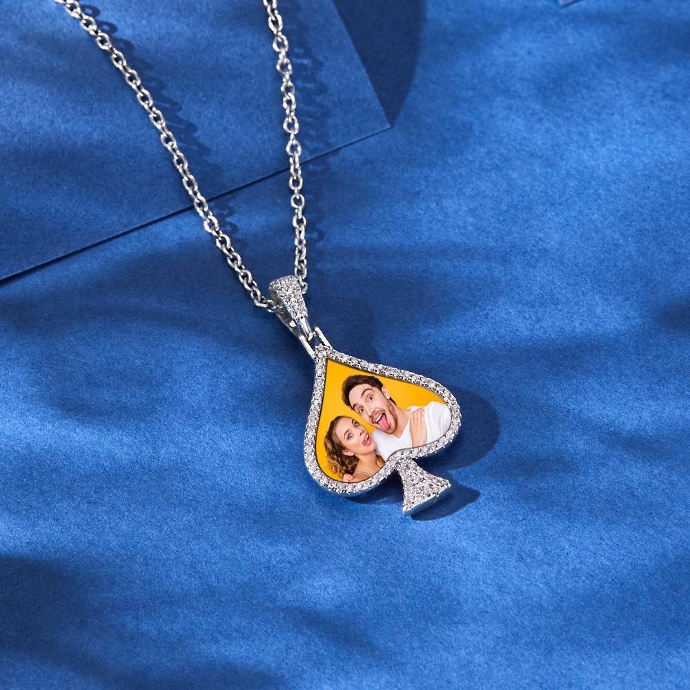 Collier Photo Personnalisé Strass Coeur Mémorial Pendentif Cadeaux - votrecollierprenomfr