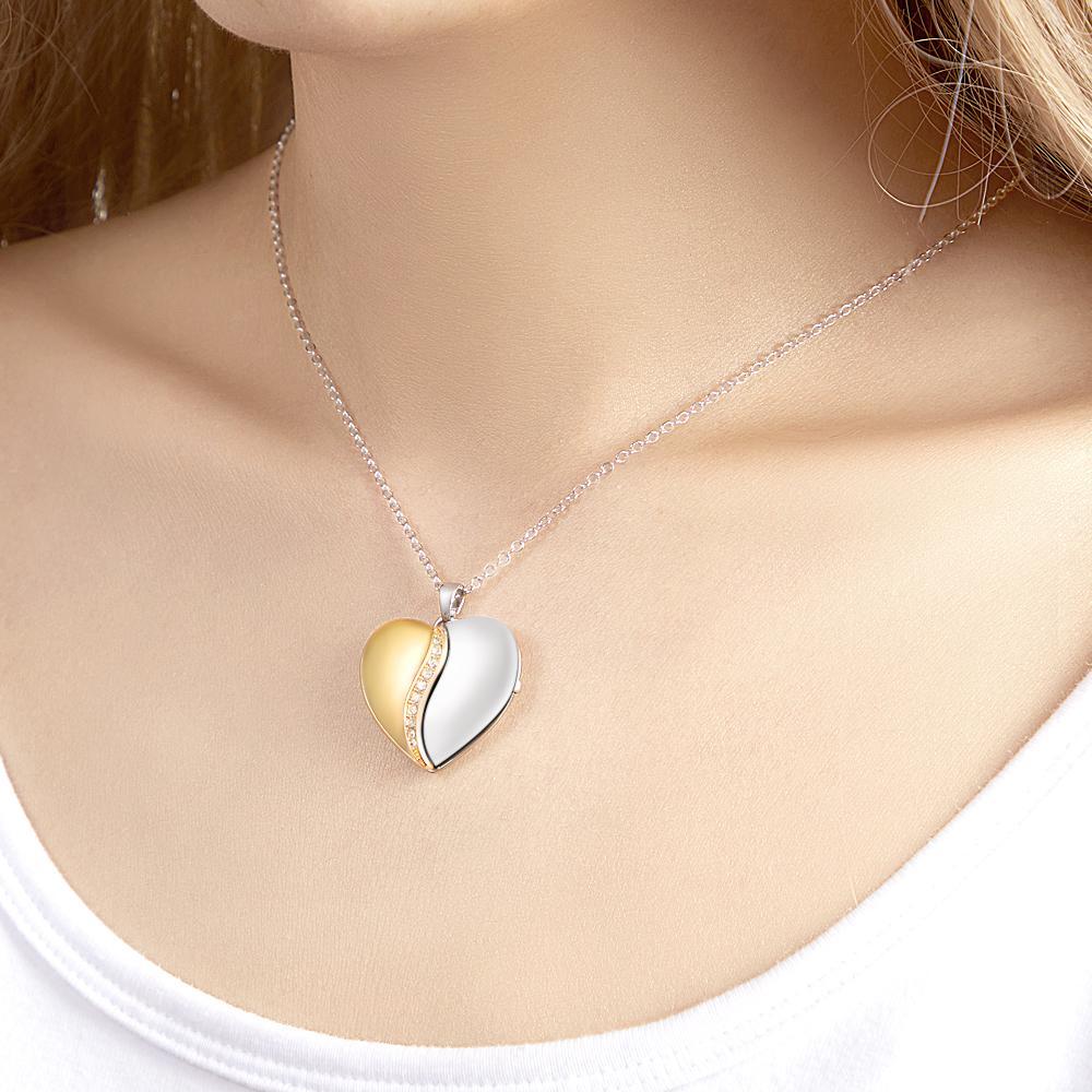 Collier Photo Personnalisé Flip Cover Coeur Couple Cadeaux - votrecollierprenomfr