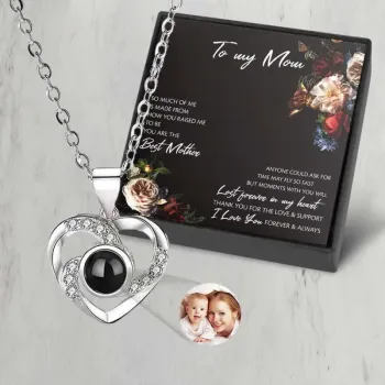 Cadeaux Pour La Fête Des Mères Collier De Projection Personnalisé Collier Photo Élégant En Forme De Cœur Cadeau Pour Elle - votrecollierprenomfr