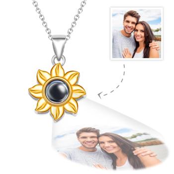 Collier De Projection De Photo Personnalisé Sun Flower Cadeaux Exquis - votrecollierprenomfr