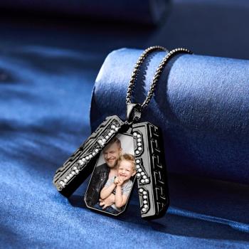 Collier Photo Personnalisé Papa Médaillon Collier Cadeau Fête Des Pères Pour Homme - votrecollierprenomfr
