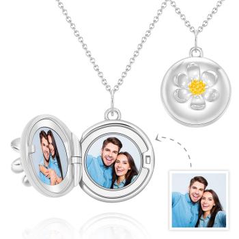 Collier Photo Personnalisé Pendentif Marguerite Cadeaux Couple Créatif - votrecollierprenomfr