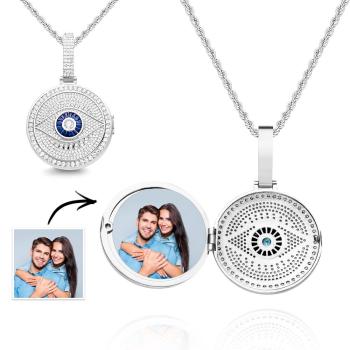 Collier Photo Personnalisé Pendentif Mauvais Œil Cadeaux Hip Hop - votrecollierprenomfr
