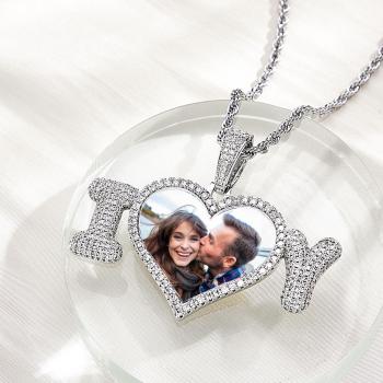 Personnalisé Photo Lettre Collier Hip Hop Personnalité Chandail Chaîne Couple Cadeaux - votrecollierprenomfr