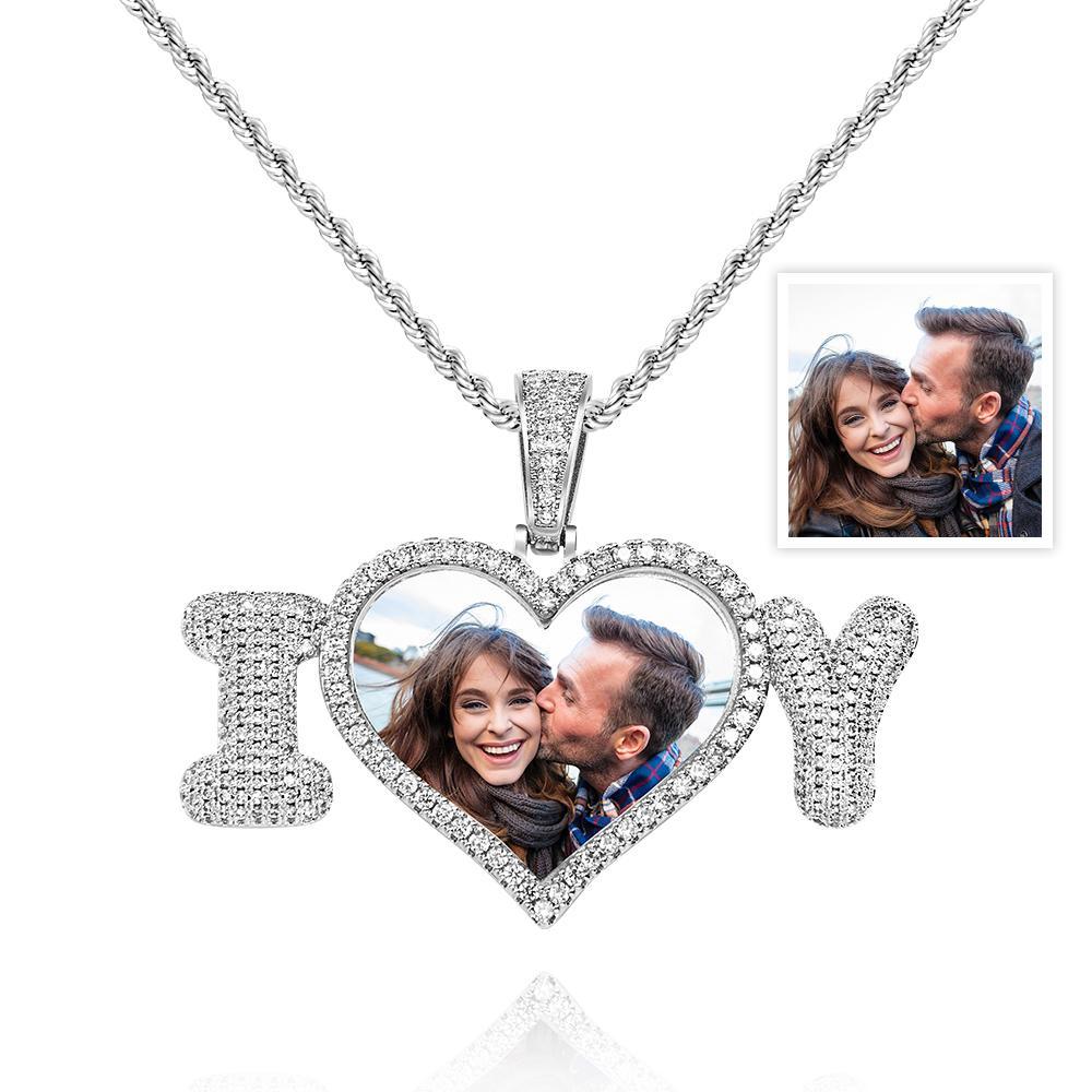 Personnalisé Photo Lettre Collier Hip Hop Personnalité Chandail Chaîne Couple Cadeaux - votrecollierprenomfr