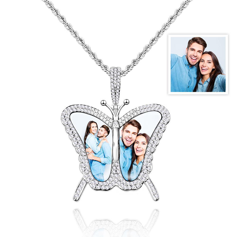 Photo Personnalisée Chandail Chaîne Collier Diamant Papillon Cadeaux Romantiques - votrecollierprenomfr