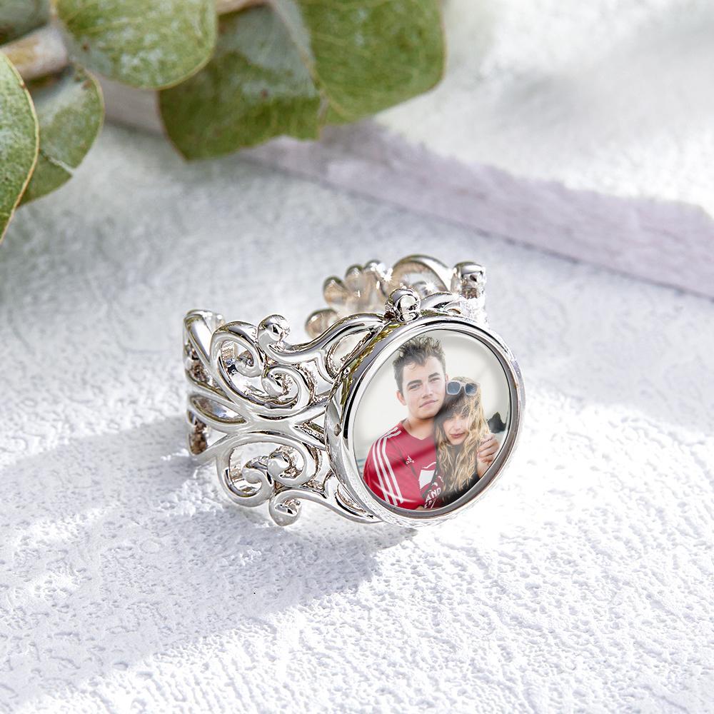 Bague Photo Personnalisée En Métal Rétro, Cadeau Classique - votrecollierprenomfr