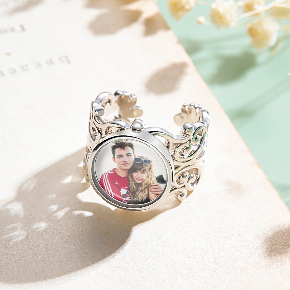 Bague Photo Personnalisée En Métal Rétro, Cadeau Classique - votrecollierprenomfr