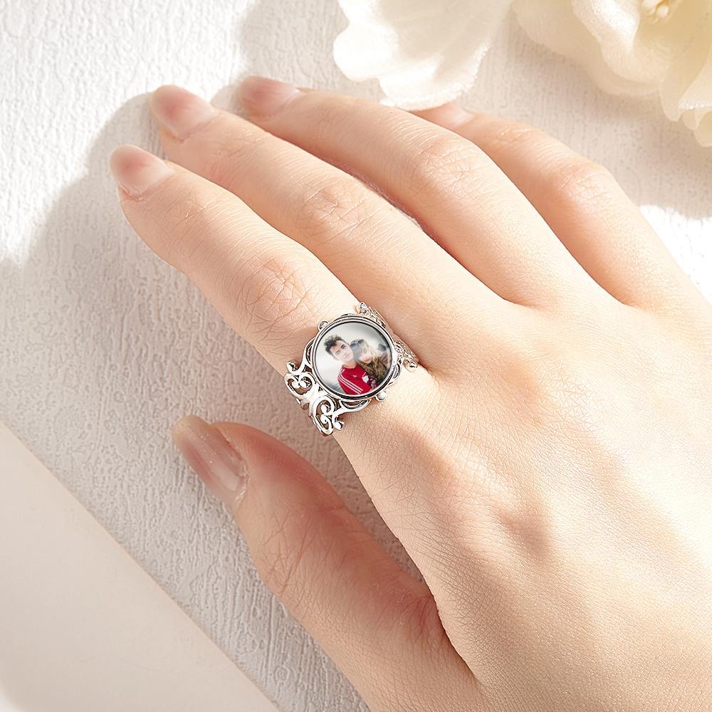 Bague Photo Personnalisée En Métal Rétro, Cadeau Classique - votrecollierprenomfr