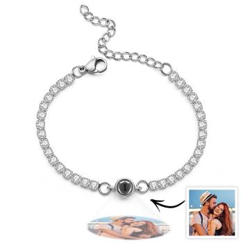 Bracelet De Projection De Photo Personnalisé, À La Mode, Tous Les Diamants, Cadeaux Pour Elle - votrecollierprenomfr