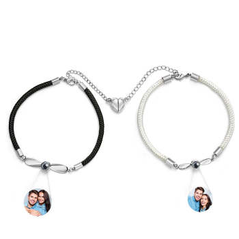 Bracelets Assortis Personnalisés Pour Couples, Bracelets De Projection De Photos, Cadeaux De Saint-valentin - votrecollierprenomfr