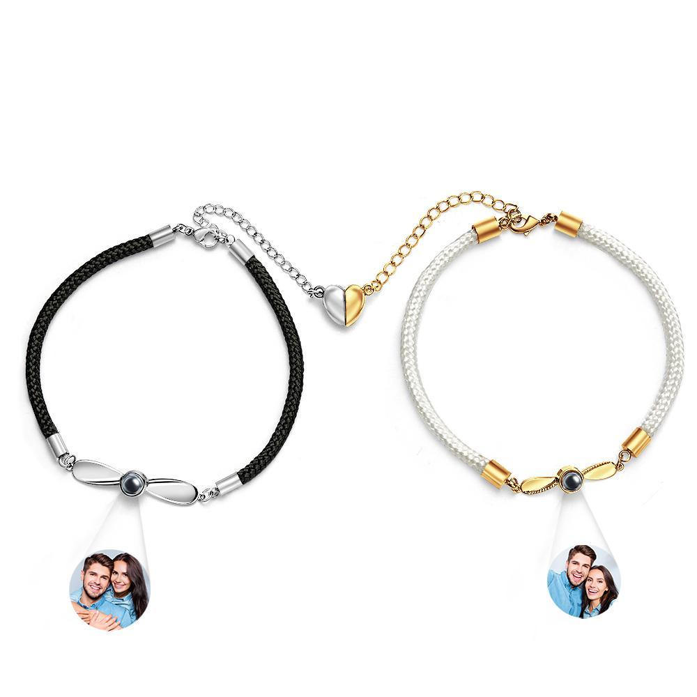 Bracelets Assortis Personnalisés Pour Couples, Bracelets De Projection De Photos, Cadeaux De Saint-valentin - votrecollierprenomfr