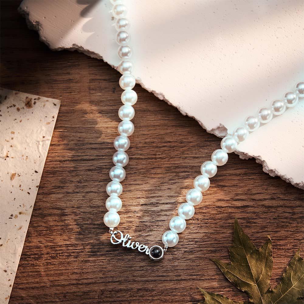 Collier Personnalisé Avec Projection De Perles, Chaîne De Perles, Cadeau De Saint Valentin - votrecollierprenomfr