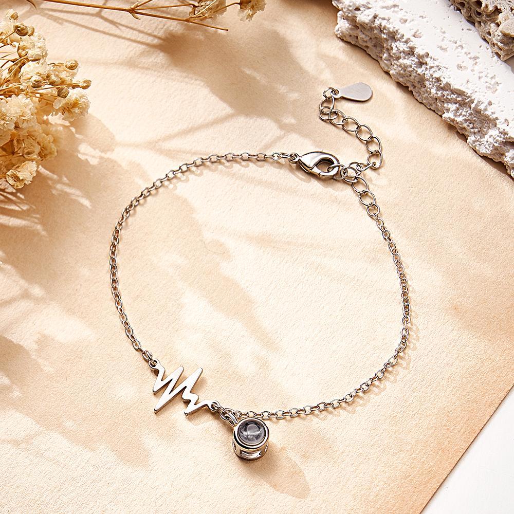Bracelet De Projection Personnalisé Cadeau D'électrocardiogramme D'amour Pour Elle - votrecollierprenomfr